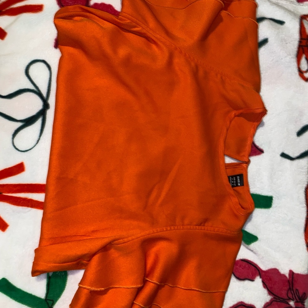 Orange Ruffle Sleeve Top - Picture 3 of 4